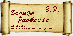 Branka Pavković vizit kartica